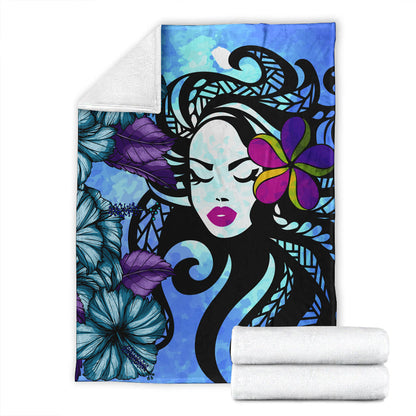Hawaii Premium Blanket Hibiscus Polynesian Hula Girl-Myprintsy