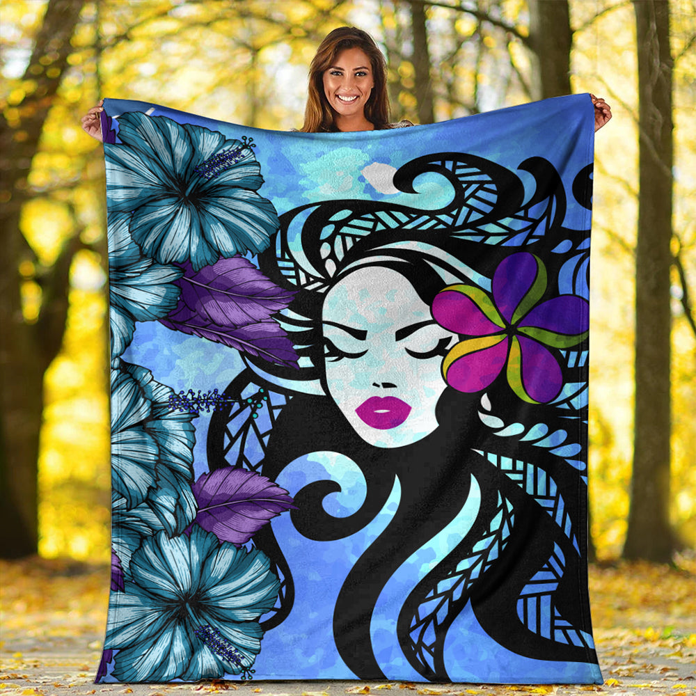 Hawaii Premium Blanket Hibiscus Polynesian Hula Girl-Myprintsy