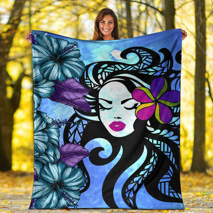 Hawaii Premium Blanket Hibiscus Polynesian Hula Girl-Myprintsy