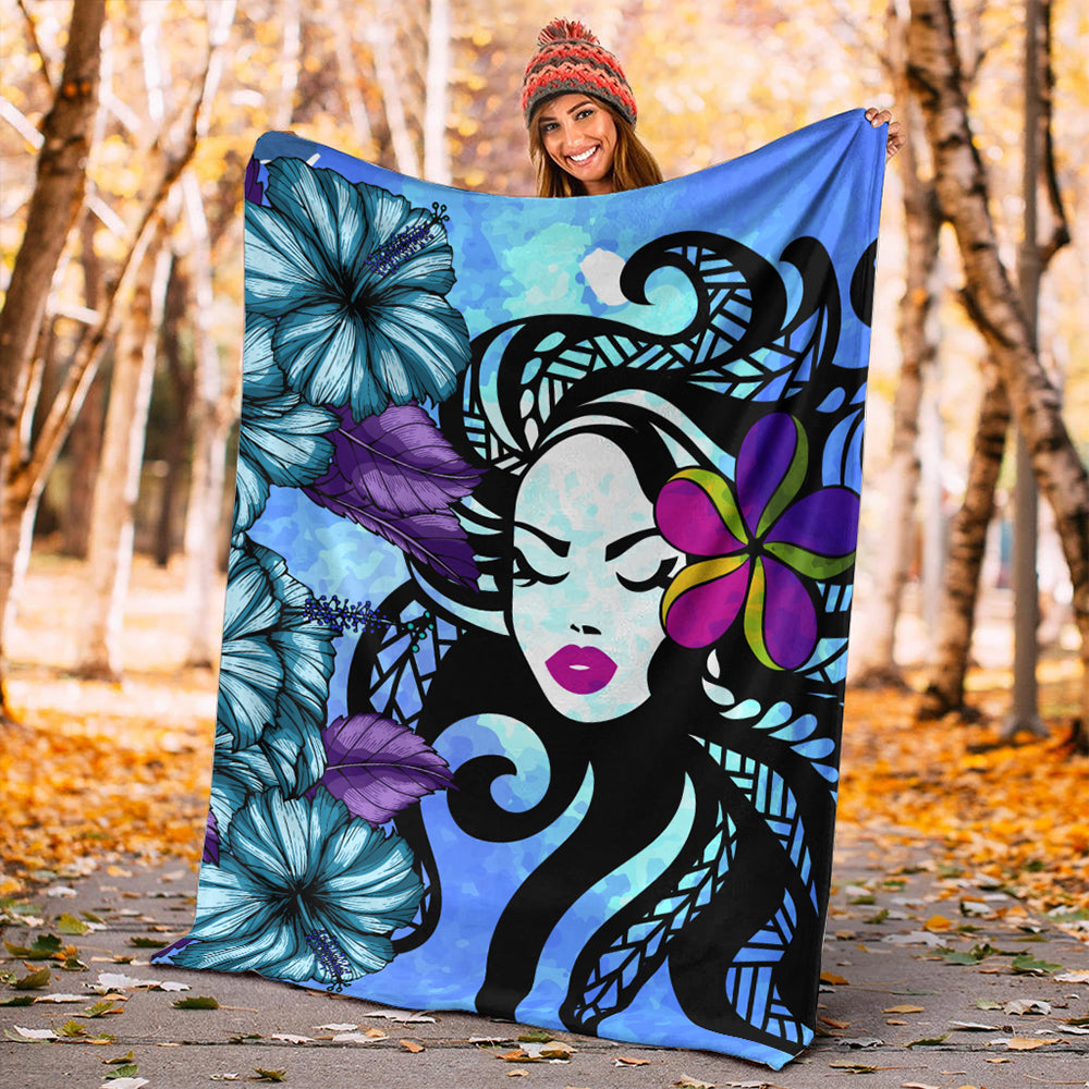 Hawaii Premium Blanket Hibiscus Polynesian Hula Girl-Myprintsy