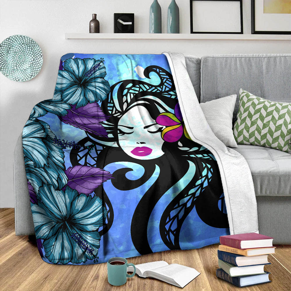 Hawaii Premium Blanket Hibiscus Polynesian Hula Girl-Myprintsy