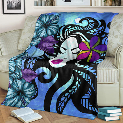 Hawaii Premium Blanket Hibiscus Polynesian Hula Girl-Myprintsy