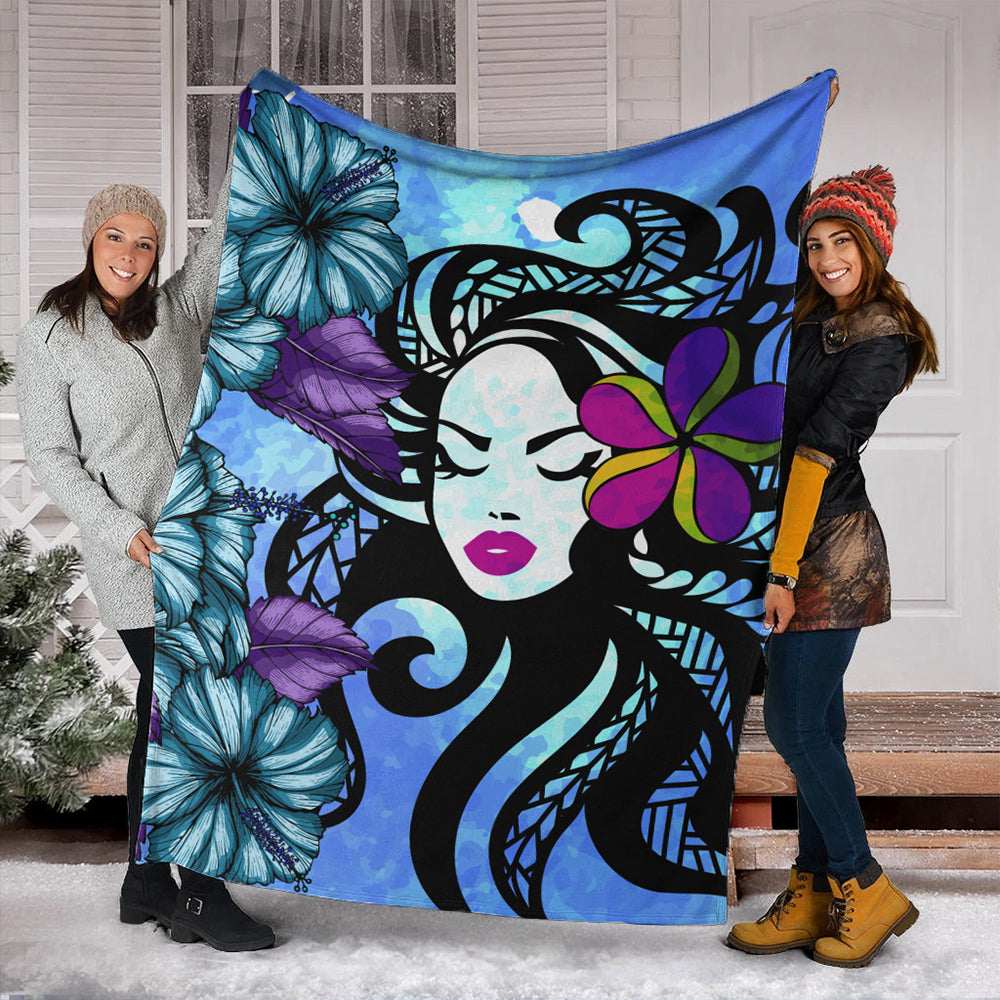 Hawaii Premium Blanket Hibiscus Polynesian Hula Girl-Myprintsy