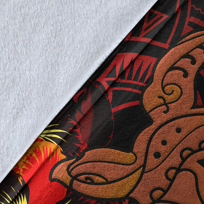 Hawaii Premium Blanket Hibiscus Polynesian Red Big Turtle-Myprintsy