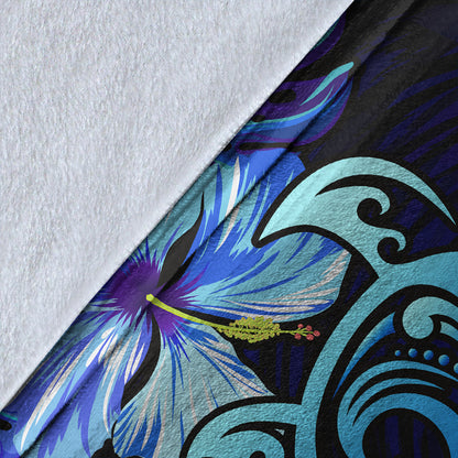 Hawaii Premium Blanket Hibiscus Tropical Deep Ocean Turtle Sea-Myprintsy