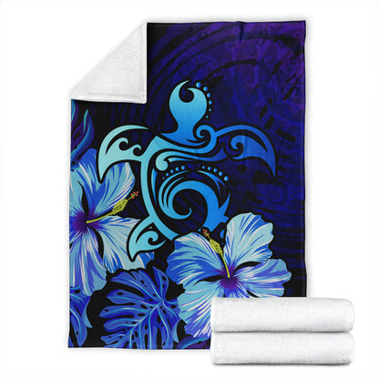 Hawaii Premium Blanket Hibiscus Tropical Deep Ocean Turtle Sea-Myprintsy
