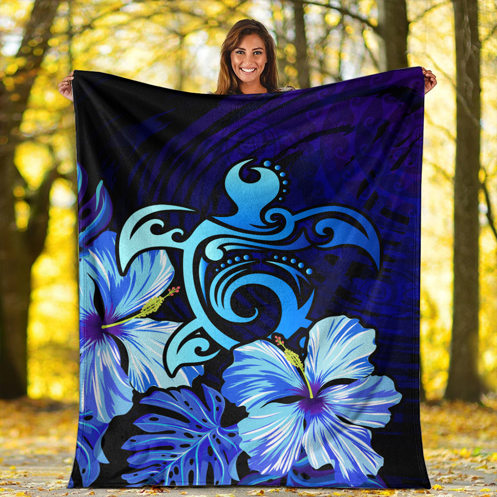 Hawaii Premium Blanket Hibiscus Tropical Deep Ocean Turtle Sea-Myprintsy