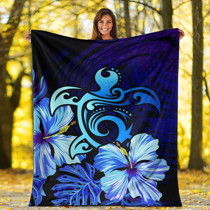 Hawaii Premium Blanket Hibiscus Tropical Deep Ocean Turtle Sea-Myprintsy
