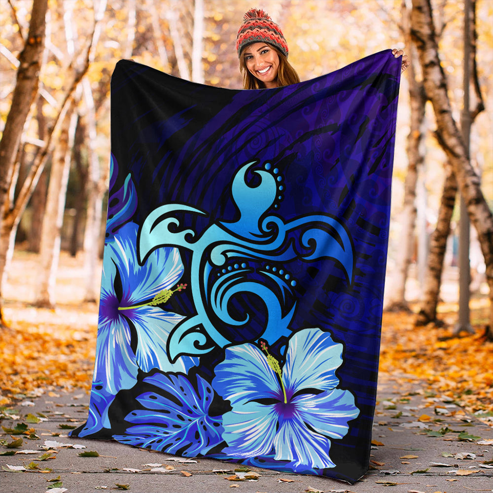 Hawaii Premium Blanket Hibiscus Tropical Deep Ocean Turtle Sea-Myprintsy