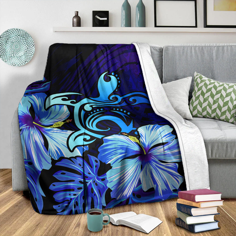 Hawaii Premium Blanket Hibiscus Tropical Deep Ocean Turtle Sea-Myprintsy