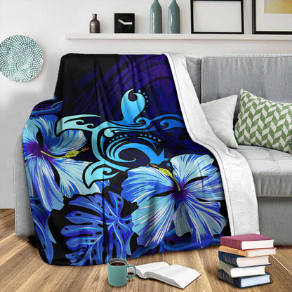 Hawaii Premium Blanket Hibiscus Tropical Deep Ocean Turtle Sea-Myprintsy