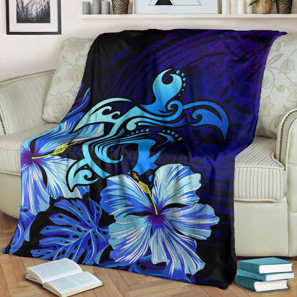 Hawaii Premium Blanket Hibiscus Tropical Deep Ocean Turtle Sea-Myprintsy