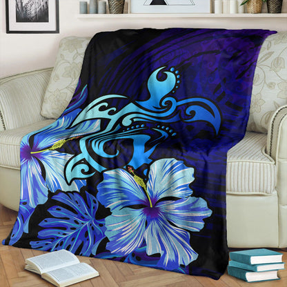 Hawaii Premium Blanket Hibiscus Tropical Deep Ocean Turtle Sea-Myprintsy