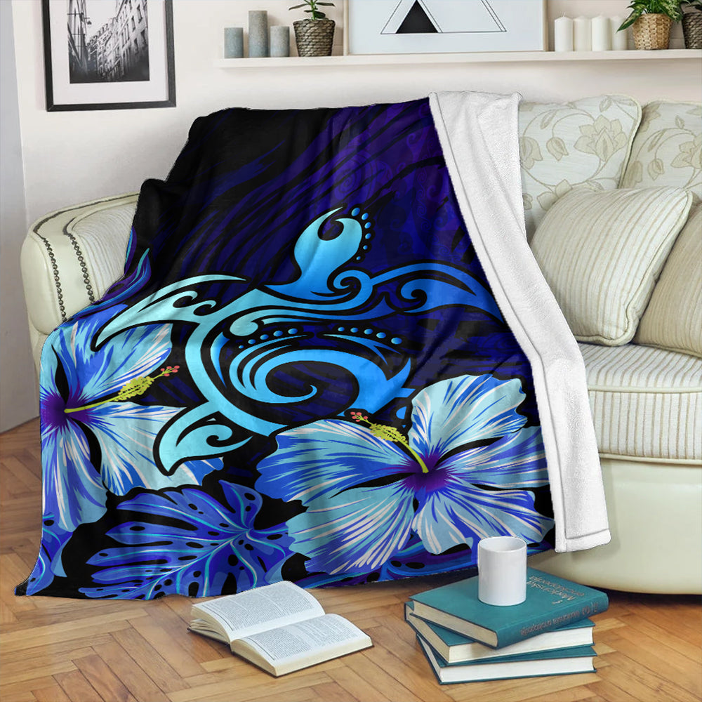Hawaii Premium Blanket Hibiscus Tropical Deep Ocean Turtle Sea-Myprintsy