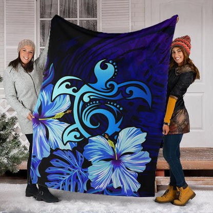 Hawaii Premium Blanket Hibiscus Tropical Deep Ocean Turtle Sea-Myprintsy