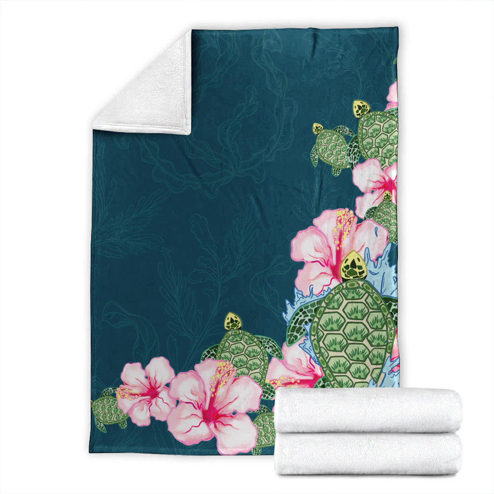 Hawaii Premium Blanket Hibiscus Turtle Dance-Myprintsy