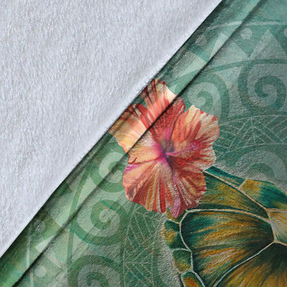 Hawaii Premium Blanket Hibiscus Turtle Swimming-Myprintsy