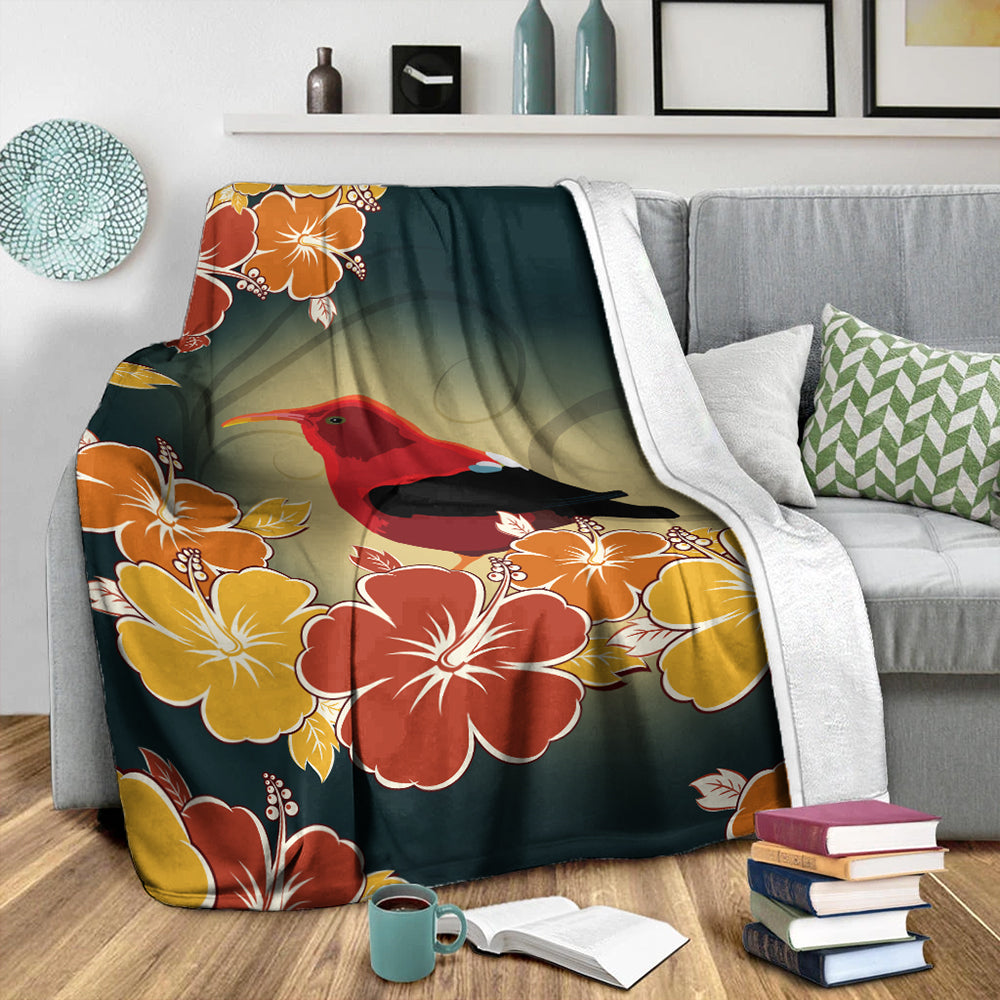 Hawaii Premium Blanket Honeycreeper Hibiscus-Myprintsy