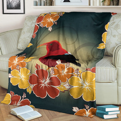Hawaii Premium Blanket Honeycreeper Hibiscus-Myprintsy