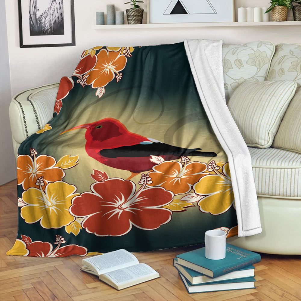 Hawaii Premium Blanket Honeycreeper Hibiscus-Myprintsy