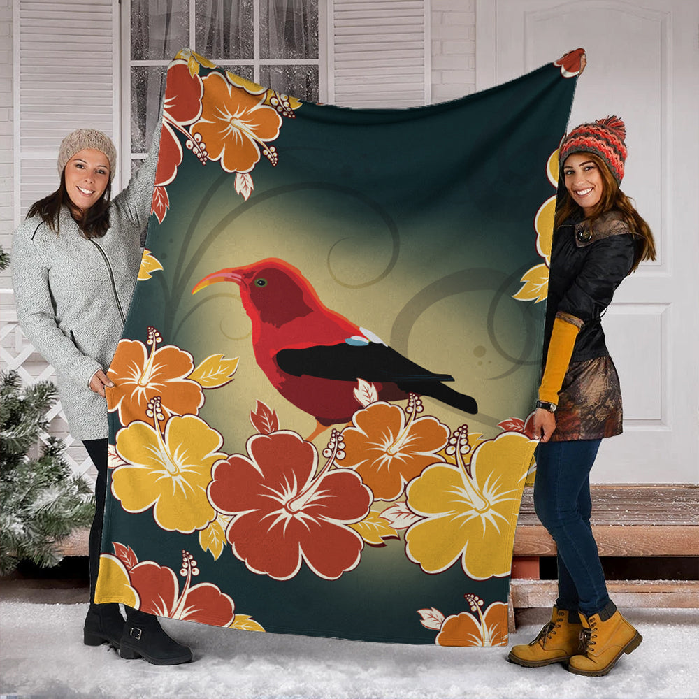 Hawaii Premium Blanket Honeycreeper Hibiscus-Myprintsy
