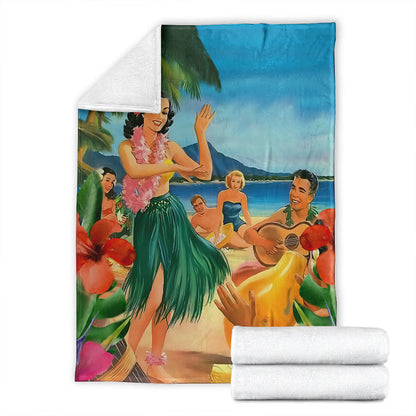 Hawaii Premium Blanket Hula Dance On Beach-Myprintsy
