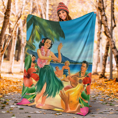 Hawaii Premium Blanket Hula Dance On Beach-Myprintsy
