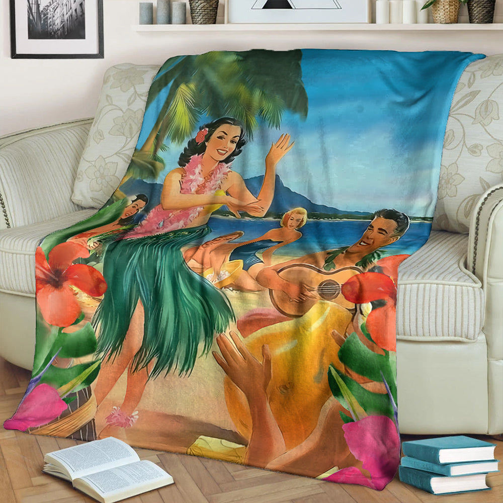 Hawaii Premium Blanket Hula Dance On Beach-Myprintsy