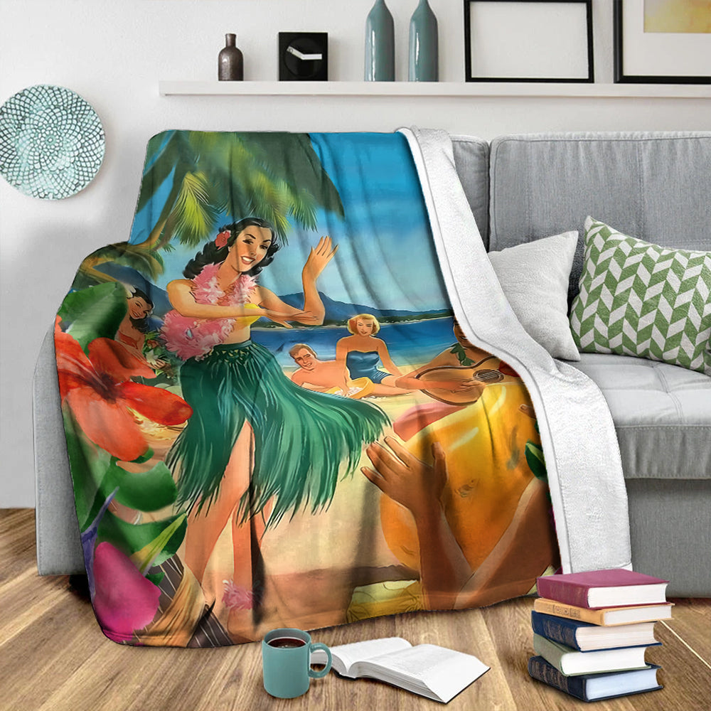 Hawaii Premium Blanket Hula Dance On Beach-Myprintsy