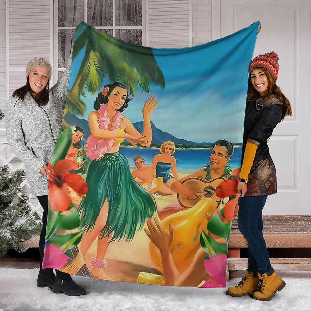 Hawaii Premium Blanket Hula Dance On Beach-Myprintsy