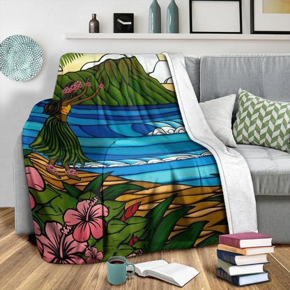 Hawaii Premium Blanket Hula Girl Dance Picture-Myprintsy