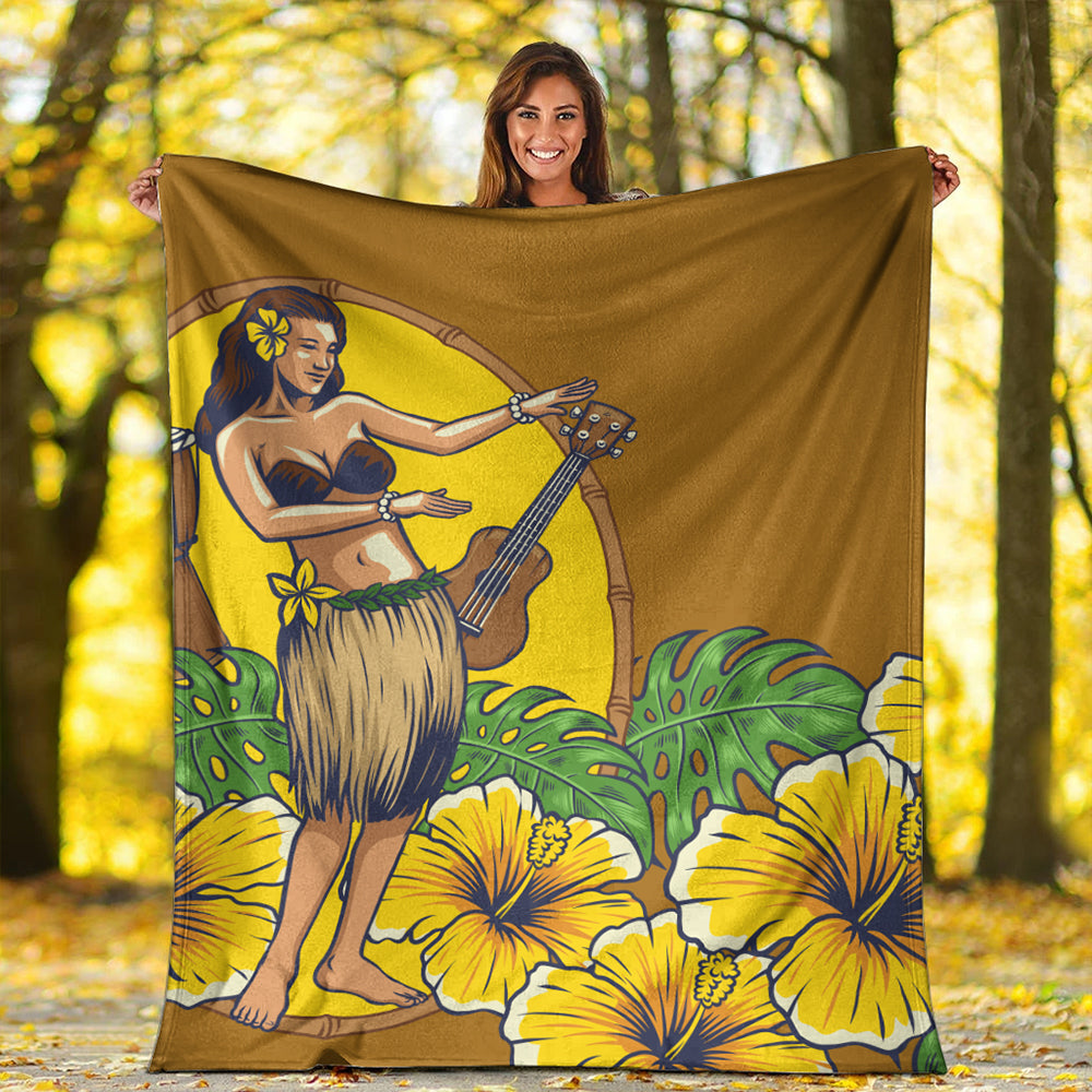 Hawaii Premium Blanket Hula Girl Dance Tradition-Myprintsy