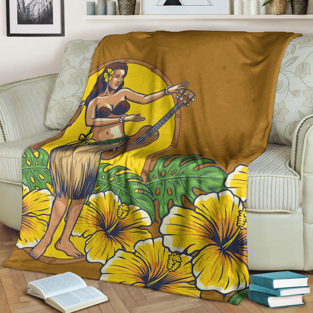Hawaii Premium Blanket Hula Girl Dance Tradition-Myprintsy