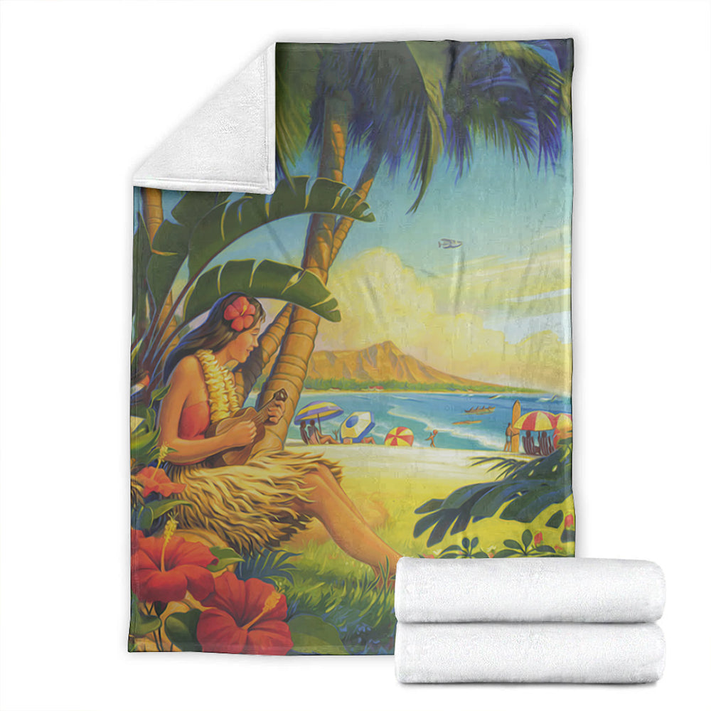 Hawaii Premium Blanket Hula Girl Hola Beach-Myprintsy
