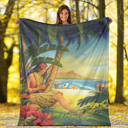 Hawaii Premium Blanket Hula Girl Hola Beach-Myprintsy