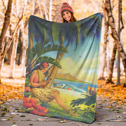 Hawaii Premium Blanket Hula Girl Hola Beach-Myprintsy