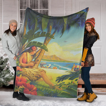 Hawaii Premium Blanket Hula Girl Hola Beach-Myprintsy