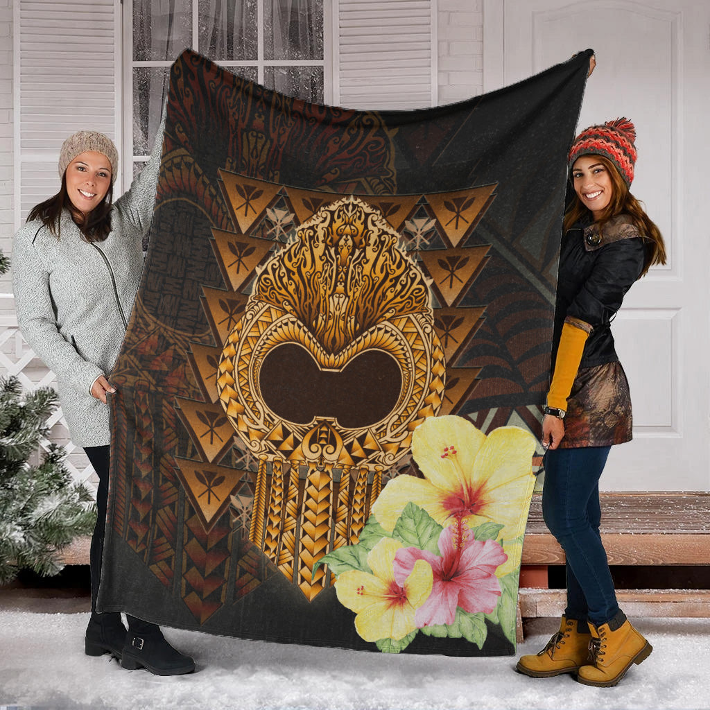 Hawaii Premium Blanket Ikaika Hawaiian With Hibiscus Flowers Retro Style-Myprintsy
