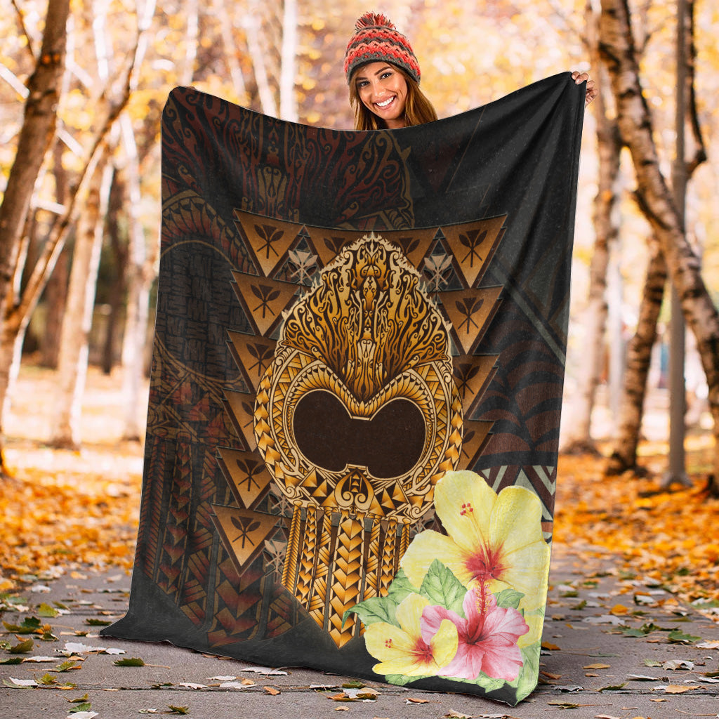 Hawaii Premium Blanket Ikaika Hawaiian With Hibiscus Flowers Retro Style-Myprintsy
