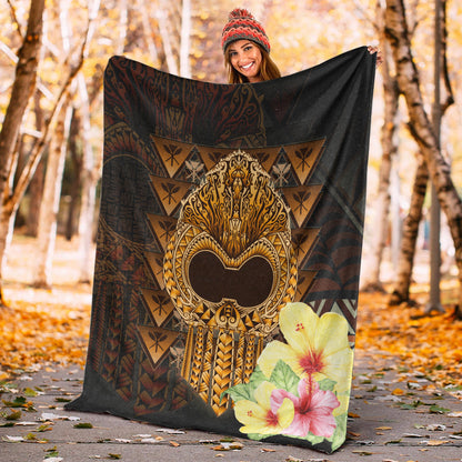 Hawaii Premium Blanket Ikaika Hawaiian With Hibiscus Flowers Retro Style-Myprintsy