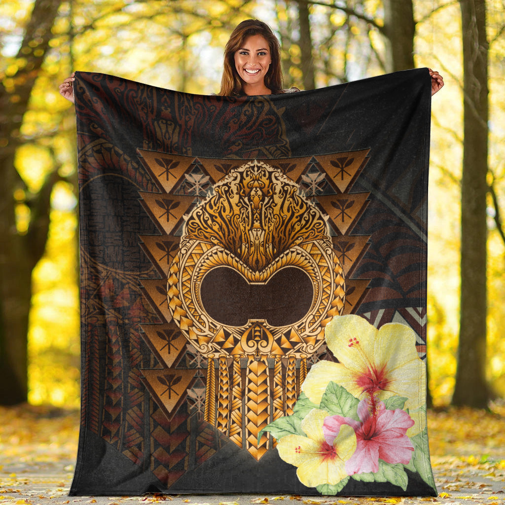Hawaii Premium Blanket Ikaika Hawaiian With Hibiscus Flowers Retro Style-Myprintsy