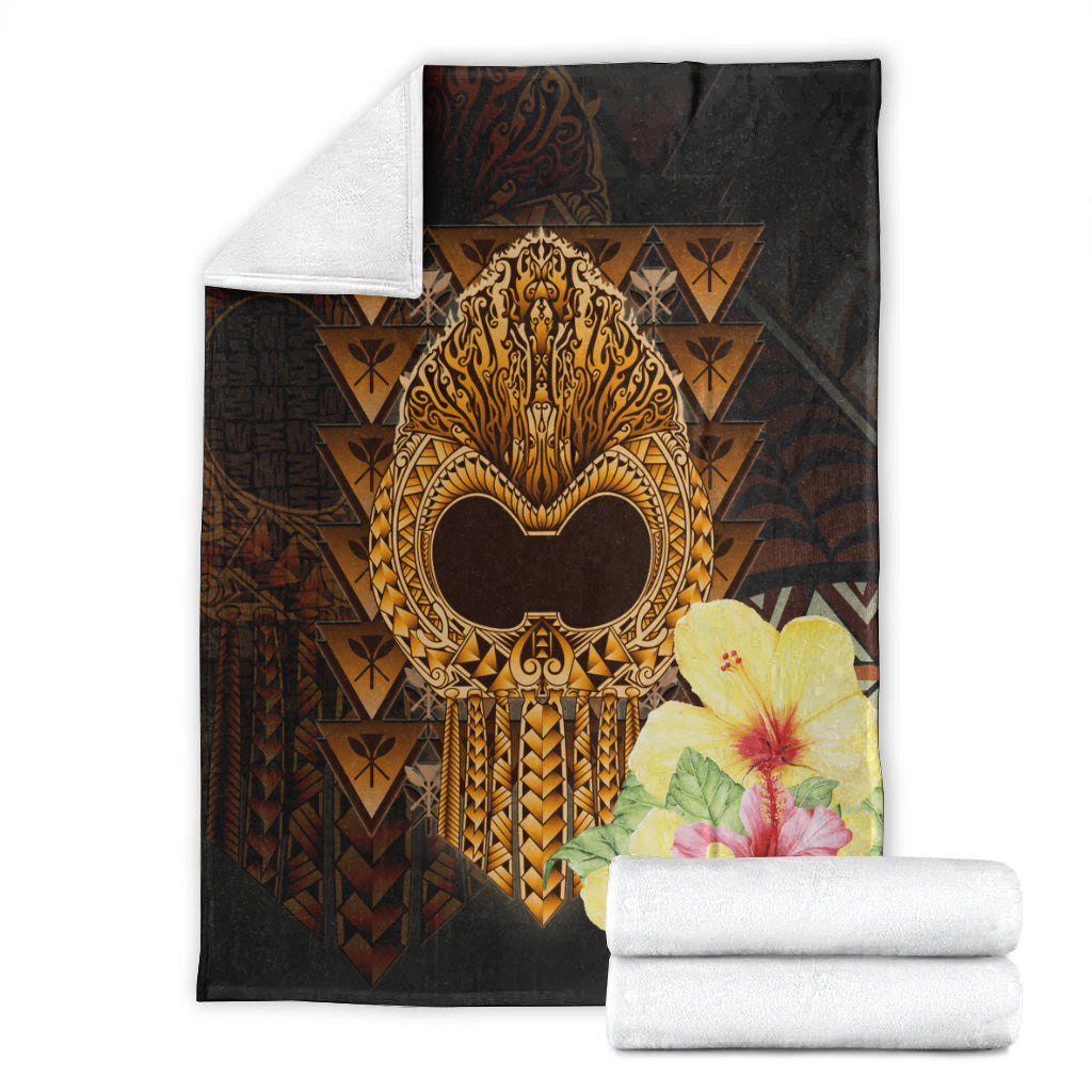 Hawaii Premium Blanket Ikaika Hawaiian With Hibiscus Flowers Retro Style-Myprintsy