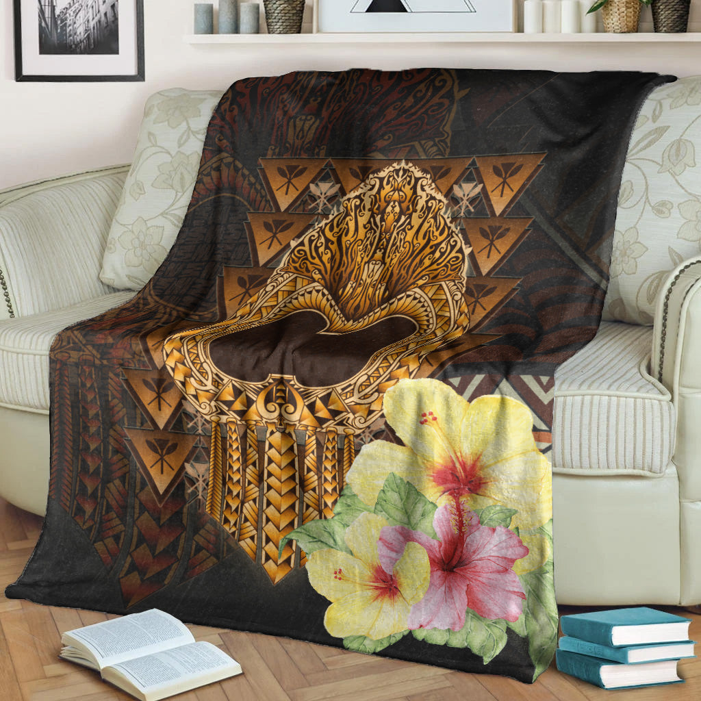 Hawaii Premium Blanket Ikaika Hawaiian With Hibiscus Flowers Retro Style-Myprintsy