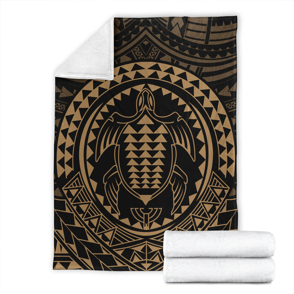 Hawaii Premium Blanket Kakau Honu Arc Polynesian Gold-Myprintsy