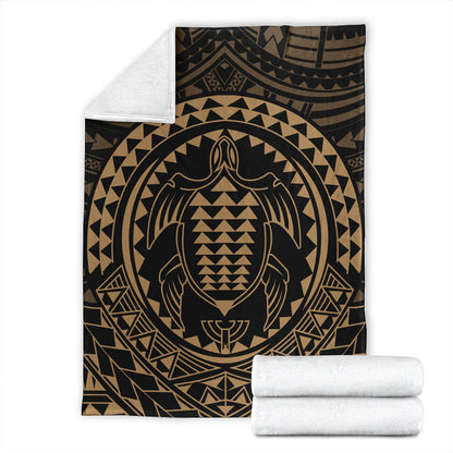 Hawaii Premium Blanket Kakau Honu Arc Polynesian Gold-Myprintsy