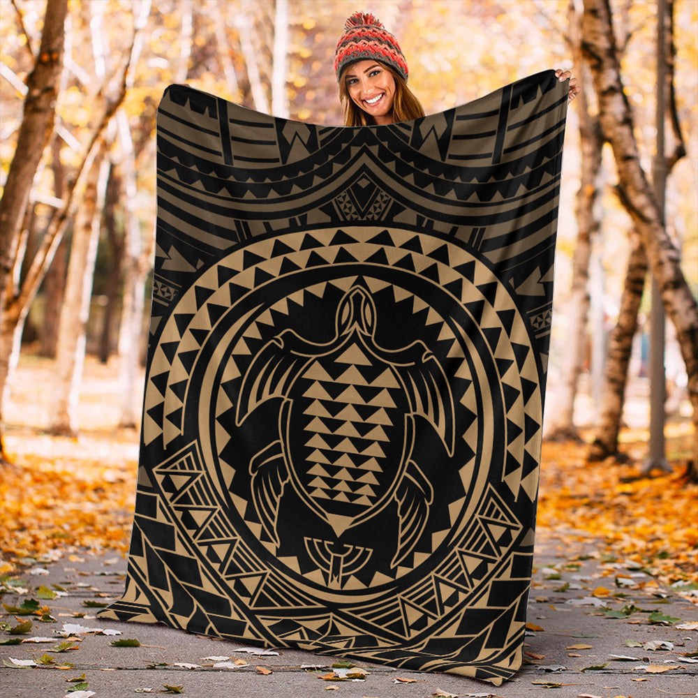 Hawaii Premium Blanket Kakau Honu Arc Polynesian Gold-Myprintsy