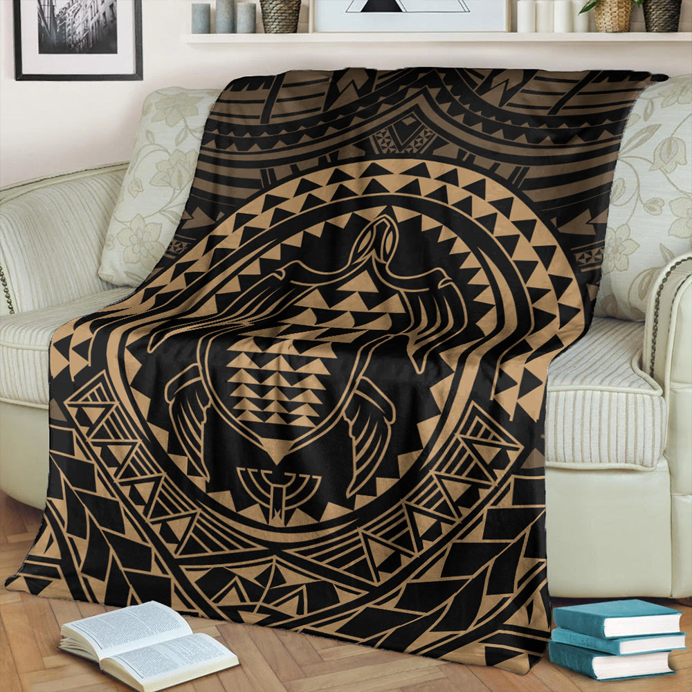 Hawaii Premium Blanket Kakau Honu Arc Polynesian Gold-Myprintsy