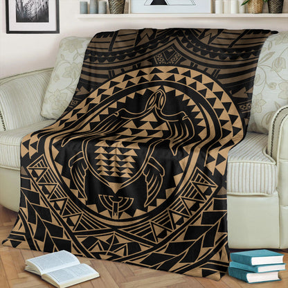 Hawaii Premium Blanket Kakau Honu Arc Polynesian Gold-Myprintsy