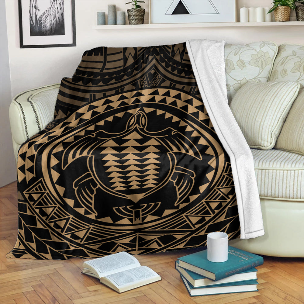 Hawaii Premium Blanket Kakau Honu Arc Polynesian Gold-Myprintsy
