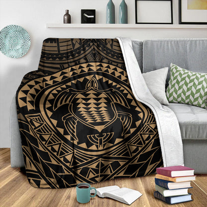 Hawaii Premium Blanket Kakau Honu Arc Polynesian Gold-Myprintsy